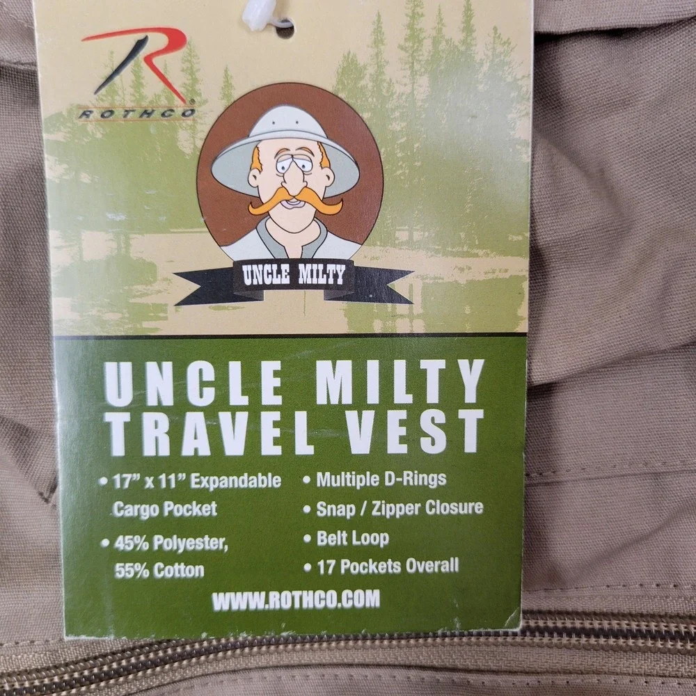 Rotnco Uncle Milty Travel Vest Size Small Beige 17 Pockets Cotton Poly Blend NWT